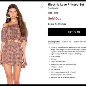 Free people electric love printed skirt and top